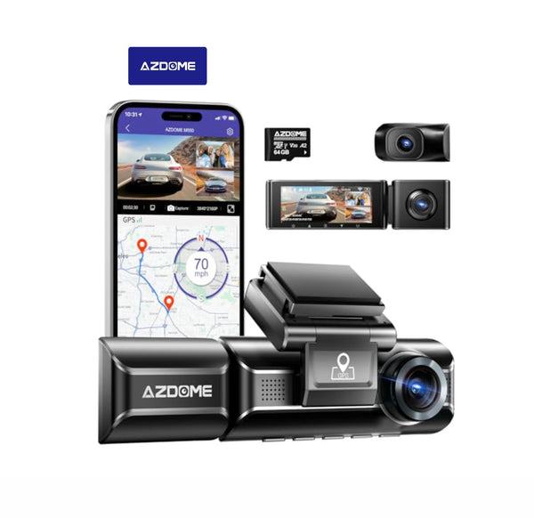 AZDOME M550 Pro 3 Dash Cam 4K GPS + Carte Memoire 64G